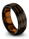Female Promise Band Unique Tungsten Carbide Black Ring 8mm 80th - Oak Rings - Charming Jewelers