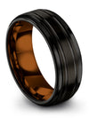 8mm Black Line Promise Rings for Womans Tungsten Black Wedding Rings for Guy - Charming Jewelers