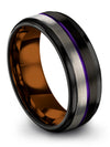 Black Purple Wedding Band Womans Man Engravable Tungsten Bands Engagement Bands - Charming Jewelers