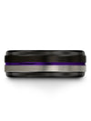 Womans Tungsten Anniversary Band Purple Line Tungsten Wedding Bands 8mm Cute - Charming Jewelers