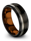 Engraved Black Wedding Band 8mm Tungsten Black Bands Black Ring Fathers Day - Charming Jewelers