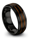 Woman&#39;s Promise Rings Tungsten Black and Copper Ladies Black Copper Tungsten - Charming Jewelers