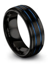 Black Wedding Bands 8mm Engagement Female Rings Tungsten Black Blue Woman Band - Charming Jewelers
