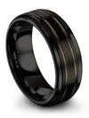 Mens Anniversary Band Step Flat Black Tungsten Carbide Band Sets Customized - Charming Jewelers