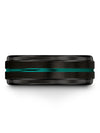 Men Wedding Bands Black Teal Tungsten Rings for Couples Husband and Him - Charming Jewelers
