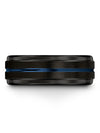 Black and Blue Anniversary Band for Woman Tungsten Black Ring Men Groove Bands - Charming Jewelers