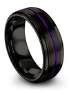 Black Wedding Ring for Boyfriend Woman Black Purple Tungsten Wedding Band 8mm - Charming Jewelers