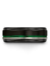 Black Plated Wedding Band Set 8mm Black Tungsten Rings for Woman&#39;s Green Line - Charming Jewelers