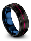 Solid Black Wedding Band for Men&#39;s Tungsten Bands Her and Fiance Brushed - Charming Jewelers