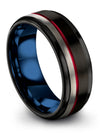 Black and Black Wedding Rings Ladies Tungsten Bands for Ladies Step Flat - Charming Jewelers