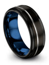 Black Wedding Band Sets for Her 8mm Guys Tungsten Carbide Band Step Flat - Charming Jewelers