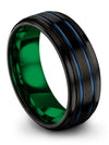 Tungsten Anniversary Ring Men Black Blue Tungsten Couple Cute Couple Bands - Charming Jewelers