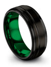 Guys Finger Ring Black Tungsten Rings for Guy Engraved Matching Bands Couple - Charming Jewelers
