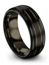 8mm 4th - Fruit or Flowers Wedding Bands for Ladies Black Plated Tungsten Bands - Charming Jewelers