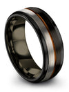 Solid Black Wedding Ring for Woman&#39;s Tungsten Band Engraved 8mm 65th Band - Charming Jewelers