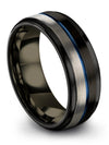 Mens Jewelry Set Black Blue Tungsten Ring for Guys Black