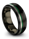 Mens Plain Black Promise Rings Carbide Tungsten Bands Black and Green Bands Set - Charming Jewelers