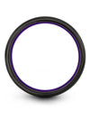 Guy Wedding Ring Black and Purple Tungsten Wedding Ring Simple Jewelry Set - Charming Jewelers