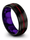 Guys Black Wedding Mens Tungsten Small Ring Black Step Flat Engagement Rings - Charming Jewelers