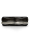 Wedding Bands Set for Woman&#39;s Black Tungsten Carbide Bands Sets 8mm 55th - - Charming Jewelers