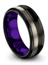 Brushed Wedding Bands Womans 8mm Rings Tungsten Black Engagement Ladies Rings - Charming Jewelers