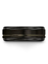 Female 8mm Wedding Rings Black Tungsten Carbide Ring Black 8mm Gunmetal Line - Charming Jewelers