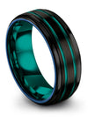 Black Wedding Set for Lady 8mm Black Tungsten Rings Engraved Promise Rings - Charming Jewelers