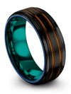 8mm Copper Line Wedding Band for Ladies Tungsten Black Guy Band Black Mom Bands - Charming Jewelers