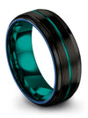Husband Wedding Bands Tungsten Carbide Black Rings Black Center Line Finger - Charming Jewelers