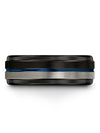 Black Blue Wedding Bands Tungsten Groove Rings Black Jewelry for Man Rings - Charming Jewelers