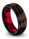 Men 8mm Copper Line Tungsten Carbide Band for Guy Black I Love You Male Band - Charming Jewelers