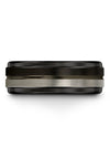Brushed Wedding Band Man Tungsten Carbide Ring for Couples Black 8mm Band - Charming Jewelers