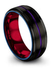 8mm Purple Line Wedding Ring for Lady Tungsten Rings Sets Black Hand Jewelry - Charming Jewelers