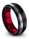 8mm Black Wedding Rings Tungsten Rings for Guy Purple Line Midi Bands - Charming Jewelers