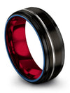 Guy Grey Line Wedding Bands Carbide Tungsten Ring Wife and Boyfriend Engagement - Charming Jewelers