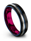 6mm Blue Line Wedding Ring Set Her and Girlfriend Tungsten Matching Ring Sets - Charming Jewelers