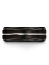 Simple Wedding Bands Sets Boyfriend and Girlfriend Brushed Black Tungsten Rings - Charming Jewelers