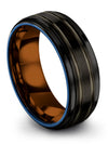 Black Plated Wedding Ring Set Tungsten Ring Wedding Engravable Promise Band - Charming Jewelers