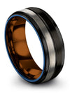 Men&#39;s Black Metal Wedding Ring Tungsten Bands for Womans Brushed Minimalist - Charming Jewelers