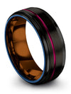 Black Wedding Engagement Men&#39;s Ring Polished Tungsten Rings Black over Gunmetal - Charming Jewelers