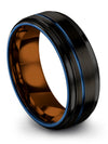 Black Wedding Set for Male Wedding Band for Guy Tungsten Black Couples Ring Set - Charming Jewelers