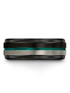 Female 8mm Wedding Rings Tungsten Carbide Ring Black 8mm Teal Line Bands Male - Charming Jewelers