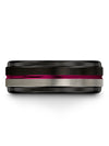 Boyfriend Wedding Bands Tungsten Black and Fucshia Bands for Womans Jewelry - Charming Jewelers