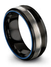 Black and Grey Womans Promise Band Common Wedding Ring Female Band Black - Charming Jewelers