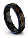 Black Copper Wedding Rings Sets 6mm Tungsten Rings Small Black Ring Matching - Charming Jewelers