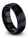 Modern Wedding Rings for Men&#39;s Tungsten Carbide Big Step Flat Ring Black - Charming Jewelers