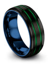 Matte Black Ladies Promise Ring Tungsten Black Green Rings for Male Black - Charming Jewelers