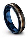 Black Wedding Band Sets for Couples 6mm Copper Line Tungsten Rings Engraved - Charming Jewelers