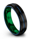 Men&#39;s 6mm Band Rings Tungsten Black and Blue Band 6mm Black Bands for Womans - Charming Jewelers