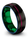 Black Teal Bands Wedding Sets 8mm Tungsten Carbide Rings for Mens Marry Band - Charming Jewelers